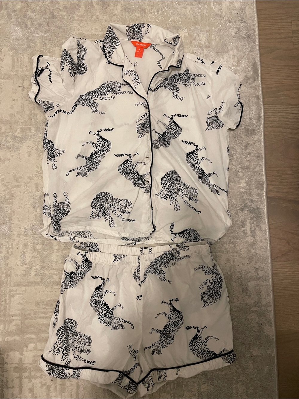 Joe Fresh White Leopard Print Short Pajama Set